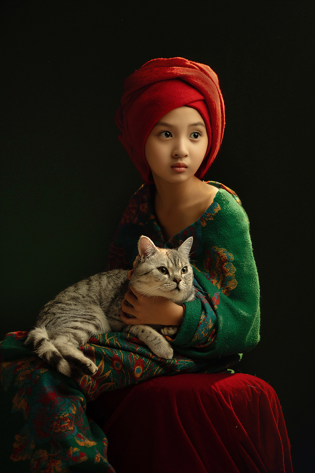 沙丽与猫_宝宝照；儿童照；周岁照；生日照