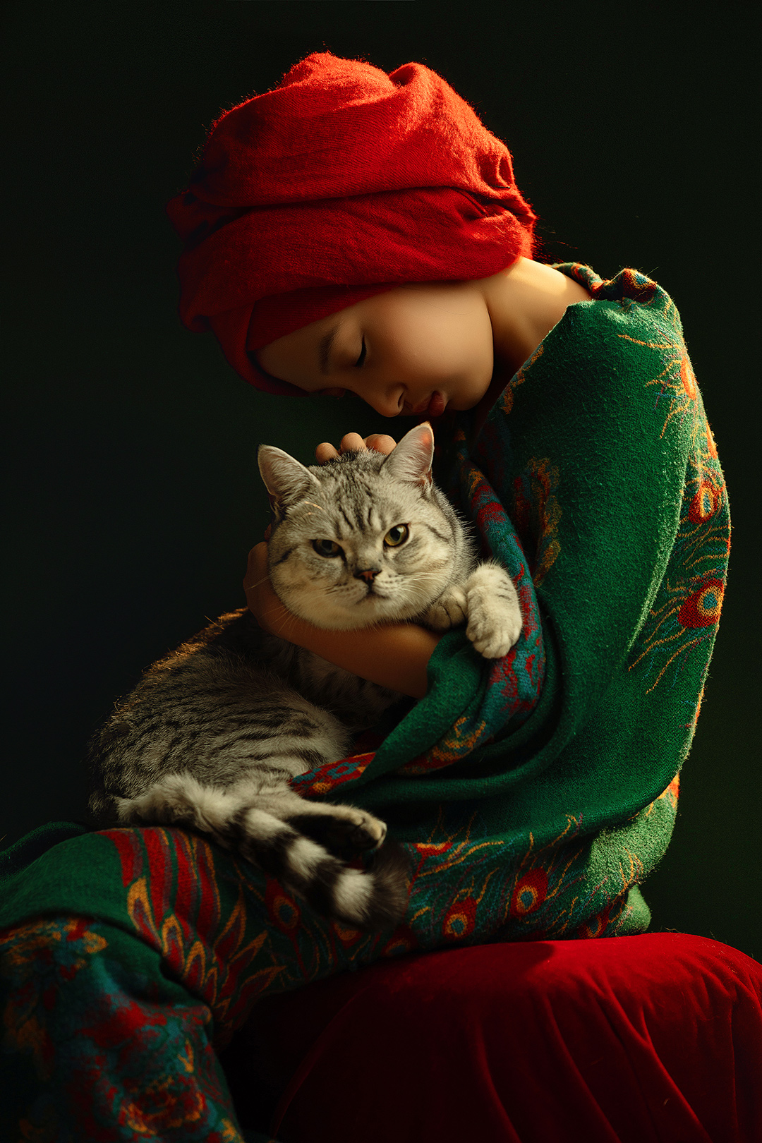 沙丽与猫_宝宝照；儿童照；周岁照；生日照