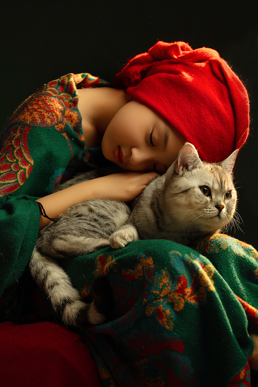 沙丽与猫_宝宝照；儿童照；周岁照；生日照