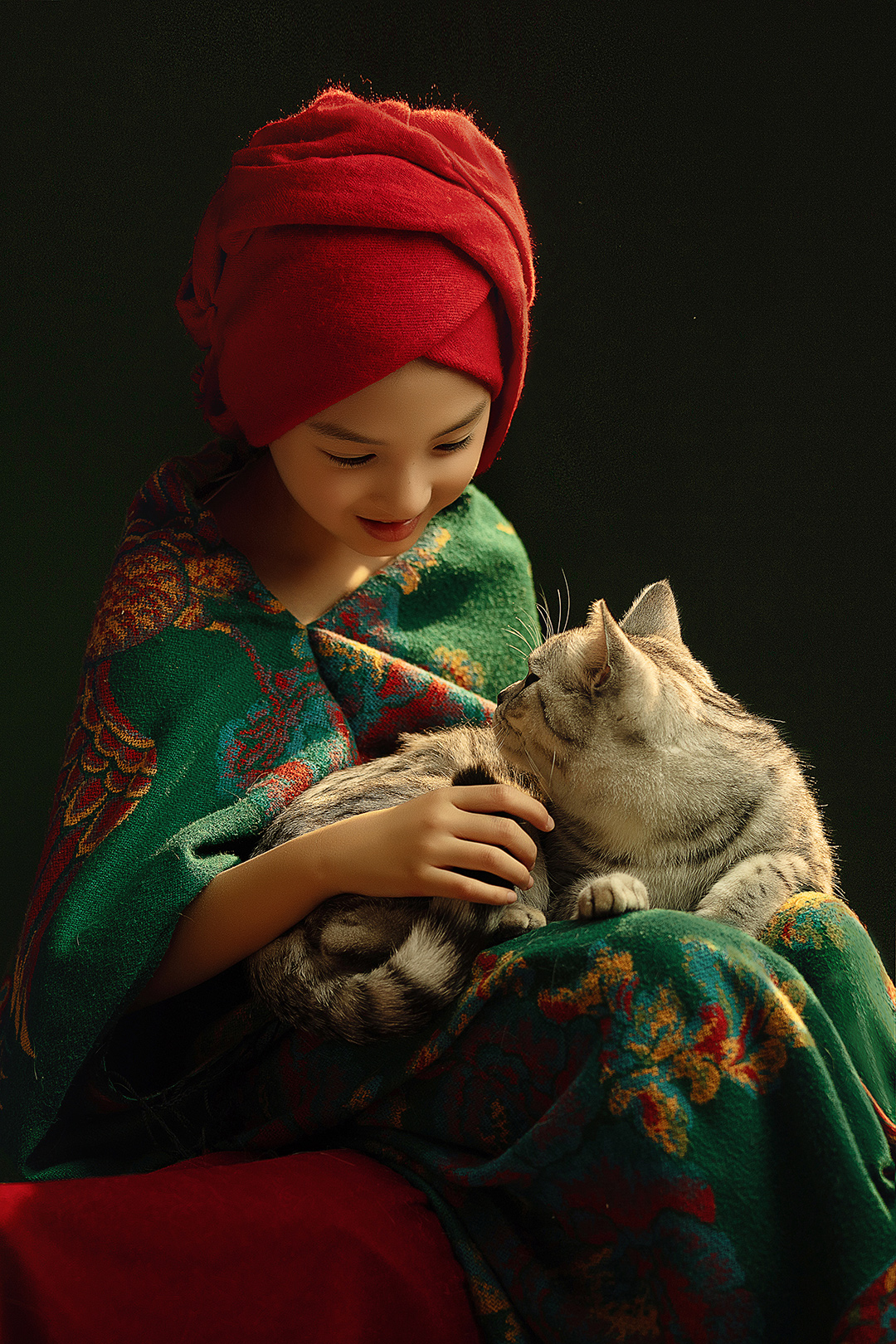 沙丽与猫_宝宝照；儿童照；周岁照；生日照