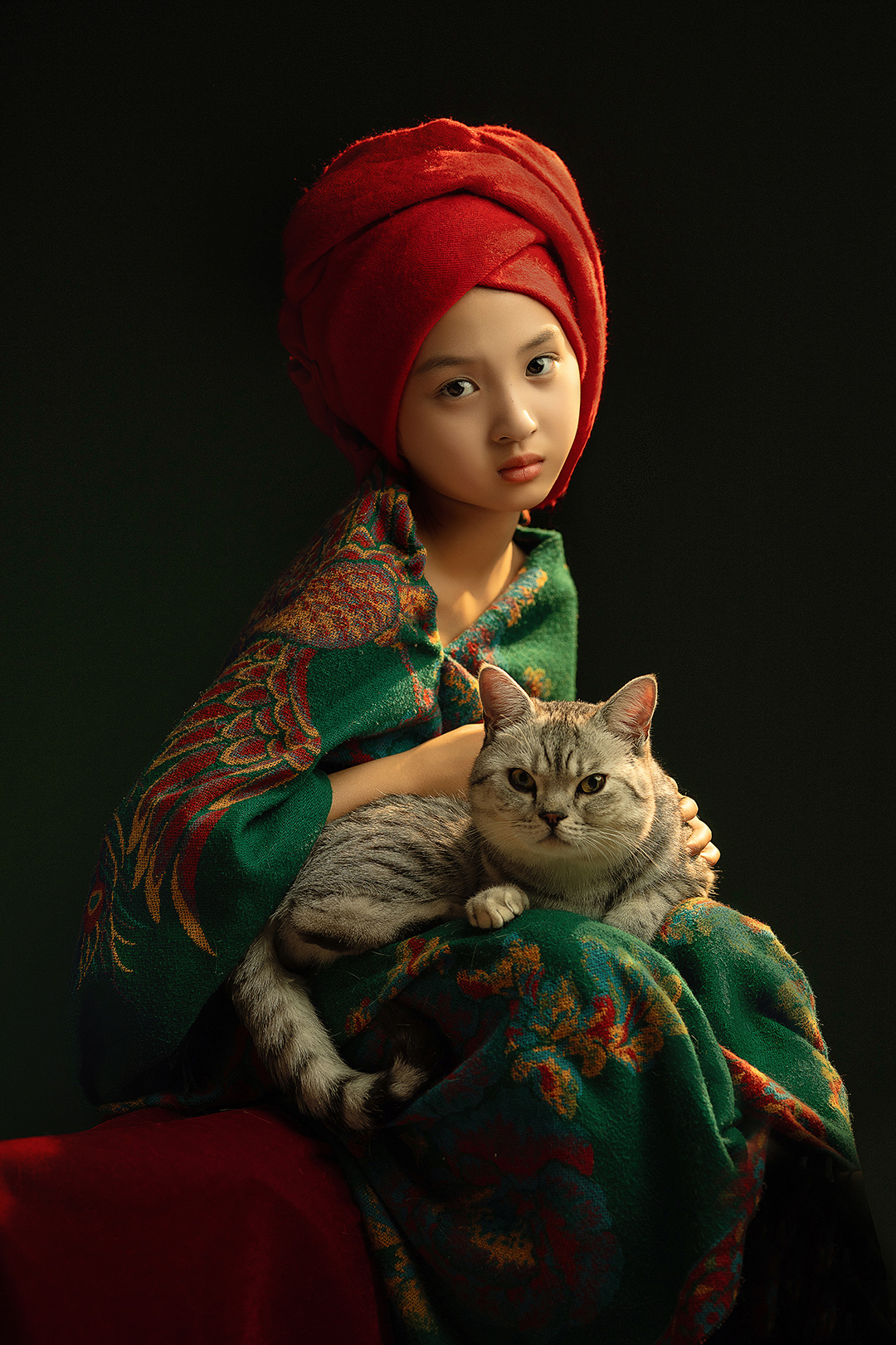 沙丽与猫_宝宝照；儿童照；周岁照；生日照