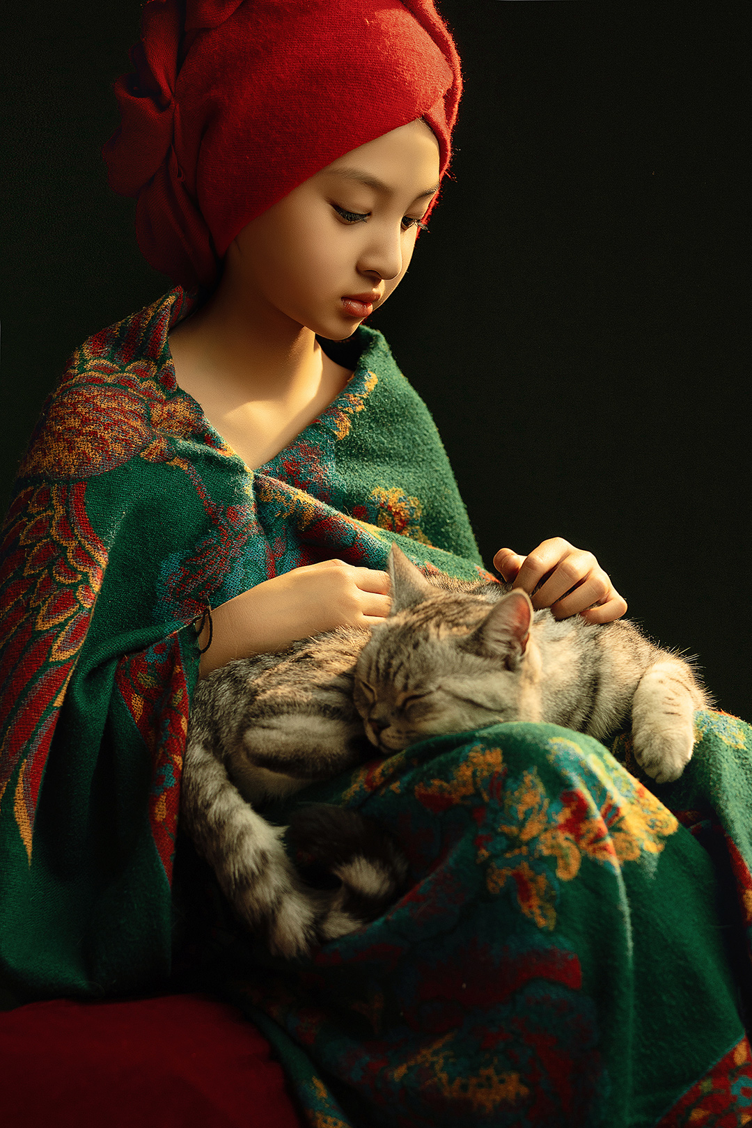 沙丽与猫_宝宝照；儿童照；周岁照；生日照