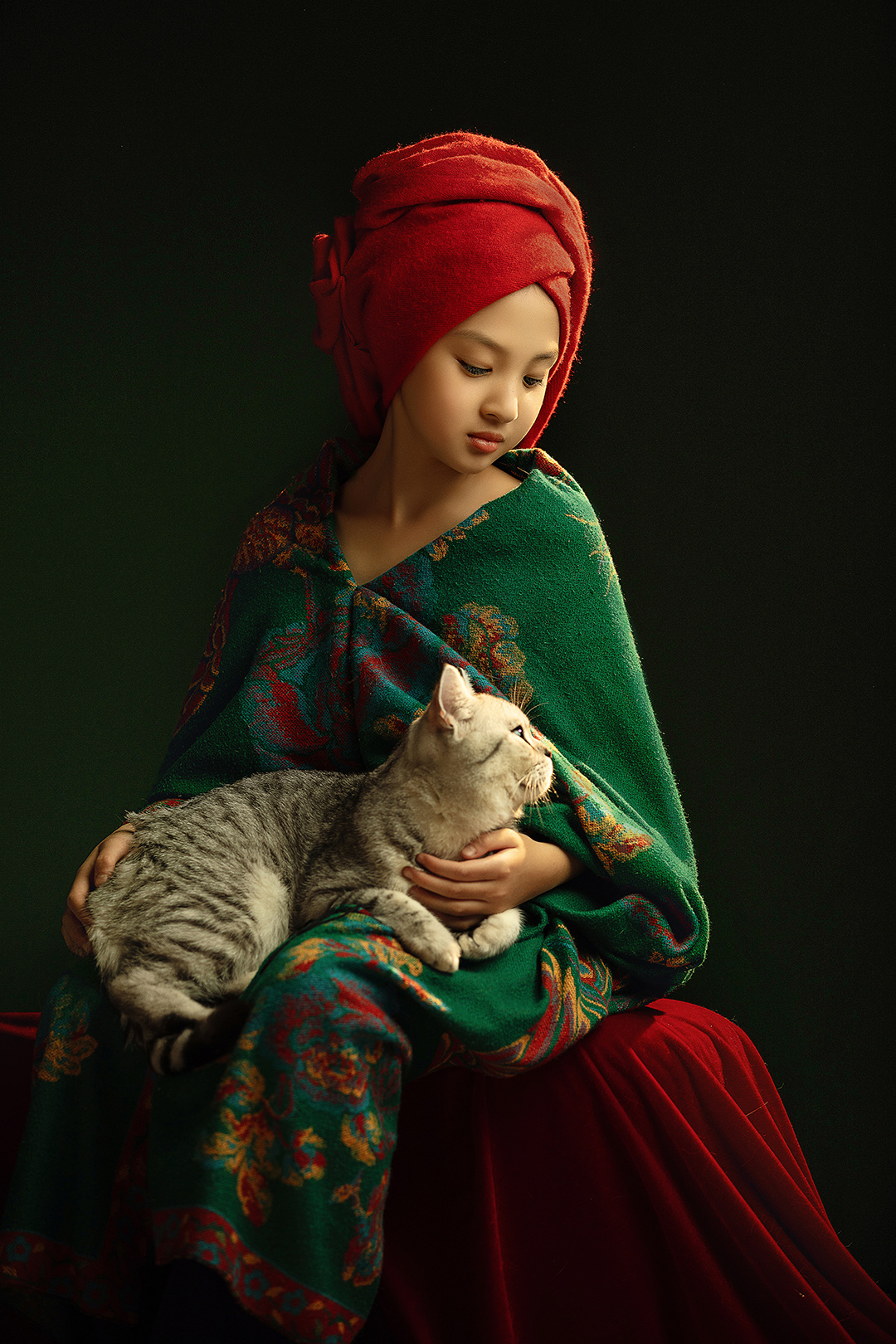 沙丽与猫_宝宝照；儿童照；周岁照；生日照