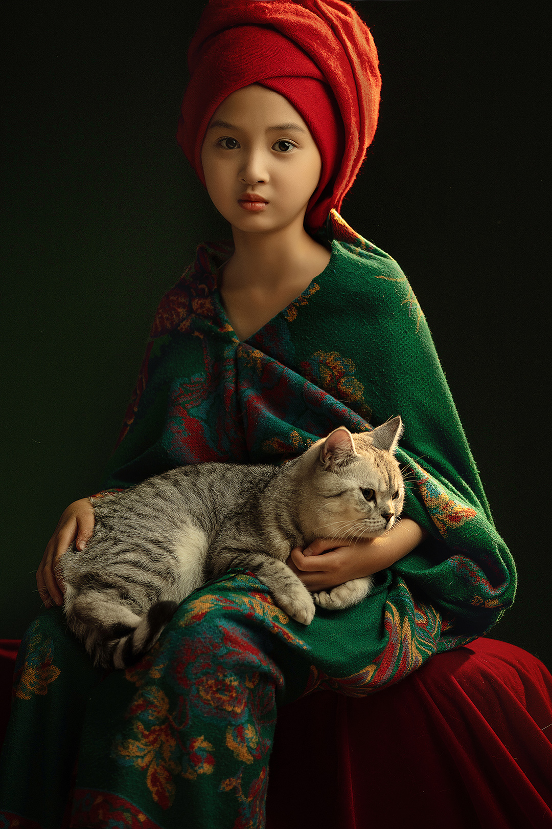 沙丽与猫_宝宝照；儿童照；周岁照；生日照